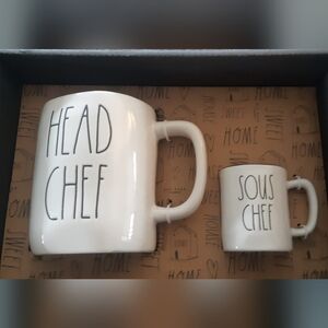 Brand New Ray Dunn Head Chef Sous Chef Mug Set Great Gift Idea For New Mom.